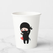 Shy Blushing Ninja Holding Origami Paper Heart Papieren Bekers (Voorkant)