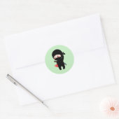 Shy Blushing Ninja Holding Origami Paper Heart Ronde Sticker (Envelop)