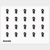 Shy Blushing Ninja Holding Origami Paper Heart Ronde Sticker (Vel)