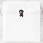 Shy Blushing Ninja Holding Origami Paper Heart Ronde Sticker (Tas)
