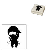 Shy Blushing Ninja Holding Origami Paper Heart Rubberstempel (Gestempeld)