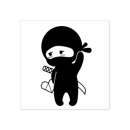 Shy Blushing Ninja Holding Origami Paper Heart Rubberstempel (Afrduk)