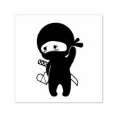 Shy Blushing Ninja Holding Origami Paper Heart Zelfinktende Stempel (Design)