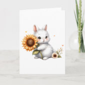 Shy Bunny met Zonnebloem All-Occasion Groet Kaart (Voorkant)