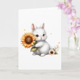 Shy Bunny met Zonnebloem All-Occasion Groet Kaart