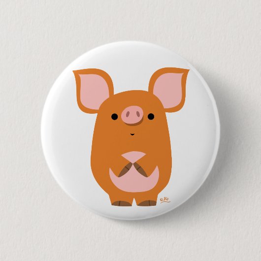 Shy Cartoon Pig-knoopbadge Ronde Button 5,7 Cm (Voorkant)