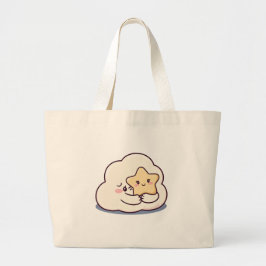 Shy Cloud Knuffelen Een Ster - Dromerige Schattige Grote Tote Bag