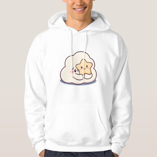 Shy Cloud Knuffelen Een Ster - Dromerige Schattige Hoodie (Voorkant)
