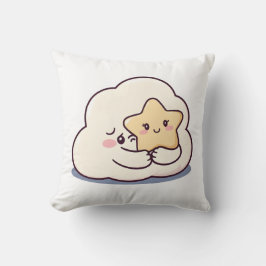 Shy Cloud Knuffelen Een Ster - Dromerige Schattige Kussen