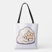 Shy Cloud Knuffelen Een Ster - Dromerige Schattige Tote Bag (Achterkant)