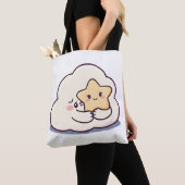 Shy Cloud Knuffelen Een Ster - Dromerige Schattige Tote Bag (Dichtbij)