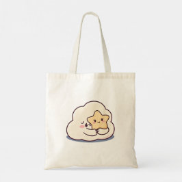 Shy Cloud Knuffelen Een Ster - Dromerige Schattige Tote Bag