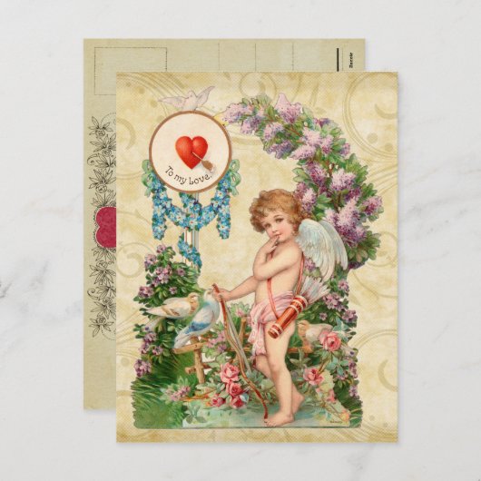 Shy Cupid Valentijn Briefkaart (Voorkant / Achterkant)
