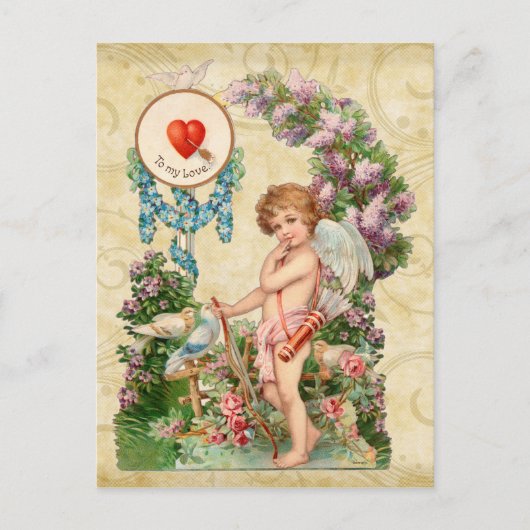 Shy Cupid Valentijn Briefkaart (Voorkant)