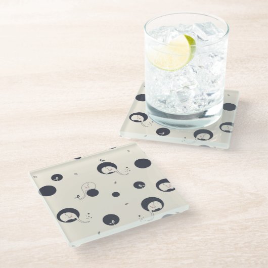 Shy Elephant Pattern Glazen Onderzetter (Schuin)