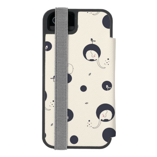 Shy Elephant Pattern Incipio iPhone Portemonnee Hoesje (Agenda Achterkant)