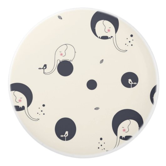 Shy Elephant Pattern Keramische Knop (Voorkant)