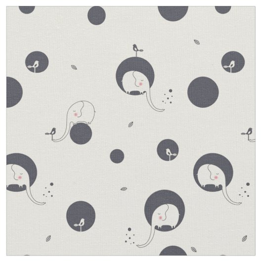 Shy Elephant Pattern Stof (Close Up)