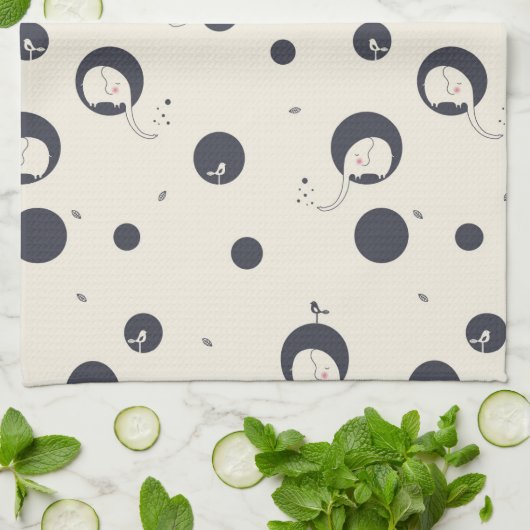 Shy Elephant Pattern Theedoek (Gevouwen)