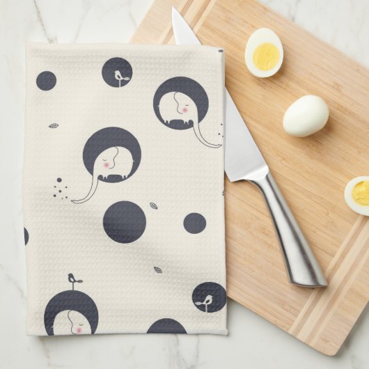 Shy Elephant Pattern Theedoek (Quarter Fold)