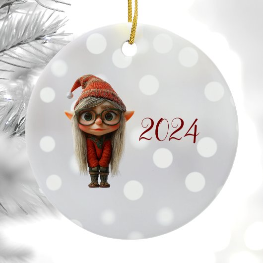 Shy Girl Kerst Elf Keramisch Ornament