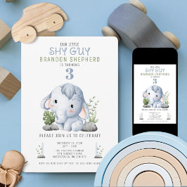 Shy Guy Elephant Birthday Invitation Kaart