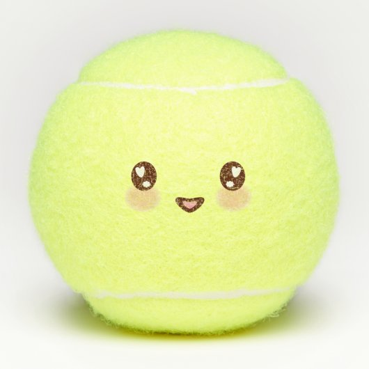 Shy Kawaii Cute Emoticon Emoji Tennisballen (Voorkant)