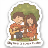 Shy Love Moment - Schattige paar Sticker (Voorkant)