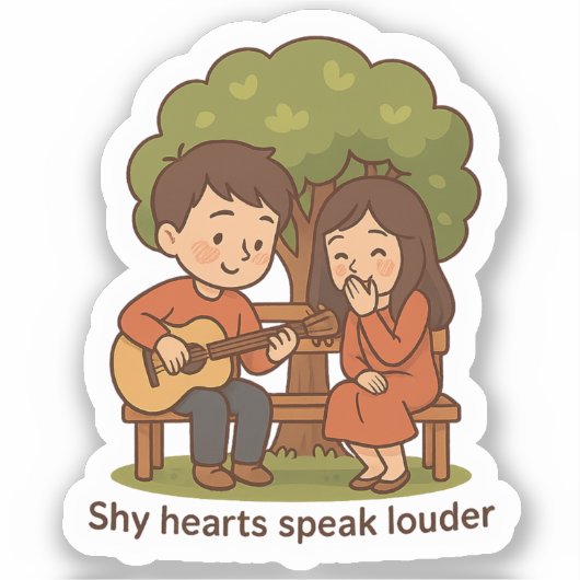 Shy Love Moment - Schattige paar Sticker (Voorkant)