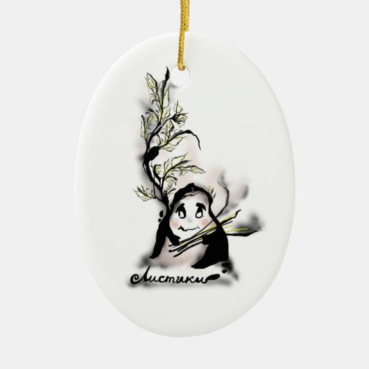 Shy Mr Leaf Keramisch Ornament (Voorkant)
