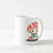 Shy Mushroom met een boek Koffiemok (Voorkant rechts)