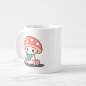 Shy Mushroom met een boek Koffiemok (Voorkant links)
