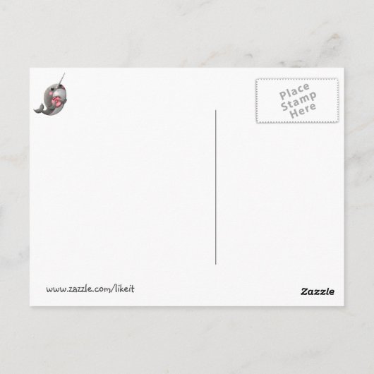 Shy Narwhal met Donut Briefkaart (Achterkant)