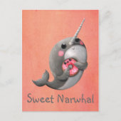 Shy Narwhal met Donut Briefkaart (Voorkant)