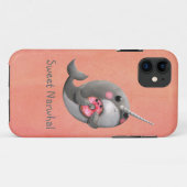 Shy Narwhal met Donut Case-Mate iPhone Case (Achterkant (horizontaal))