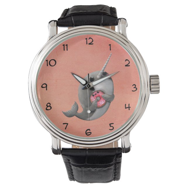 Shy Narwhal met Donut Horloge (Voorkant)