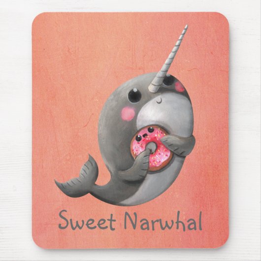 Shy Narwhal met Donut Muismat (Voorkant)