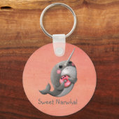 Shy Narwhal met Donut Sleutelhanger (Voorkant)