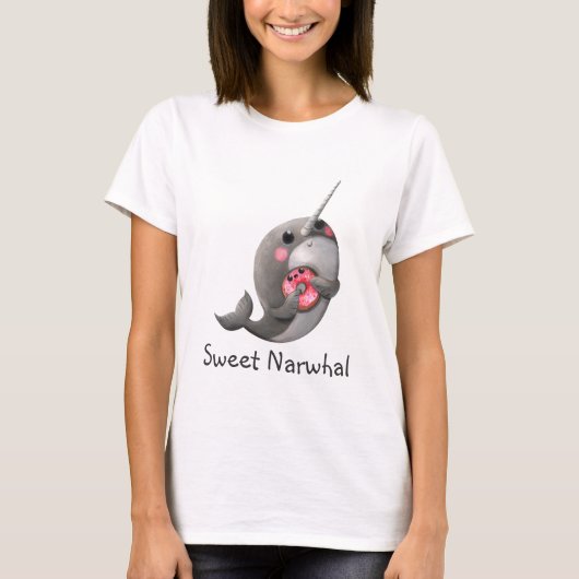 Shy Narwhal met Donut T-shirt (Voorkant)