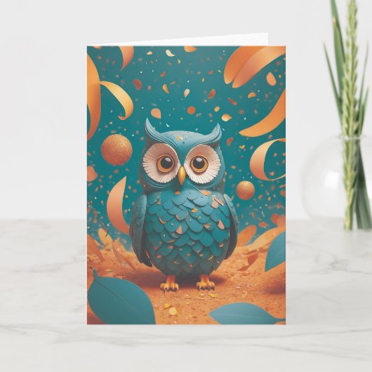 Shy owl suddenly Birthday Kaart (Voorkant)