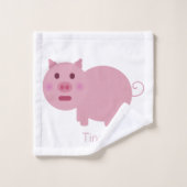 Shy Pink Pig Custom Bad Handdoek (Wasdoekje)