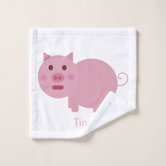 Shy Pink Pig Custom Bad Handdoek (Wasdoekje)