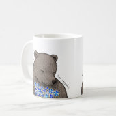 Shy Quiet Bear with Blue Flowers Unspoken Love  Koffiemok (Voorkant links)