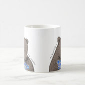 Shy Quiet Bear with Blue Flowers Unspoken Love  Koffiemok (Center)