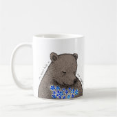 Shy Quiet Bear with Blue Flowers Unspoken Love  Koffiemok (Links)