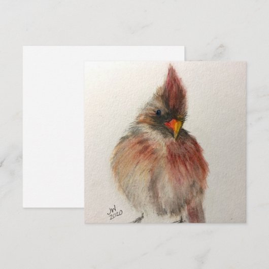 Shy Red Bird kaart (Voorkant / Achterkant)