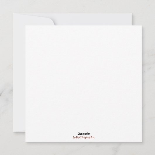 Shy Red Bird kaart (Achterkant)