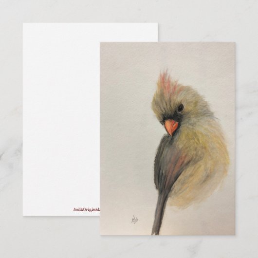 Shy Red Bird Note-kaart Bedankkaart (Voorkant / Achterkant)