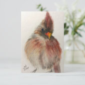 Shy Red Cardinand Note Card Bedankkaart (Staand voorkant)