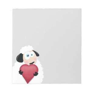 Shy Sheep holding Love Heart Notitieblok
